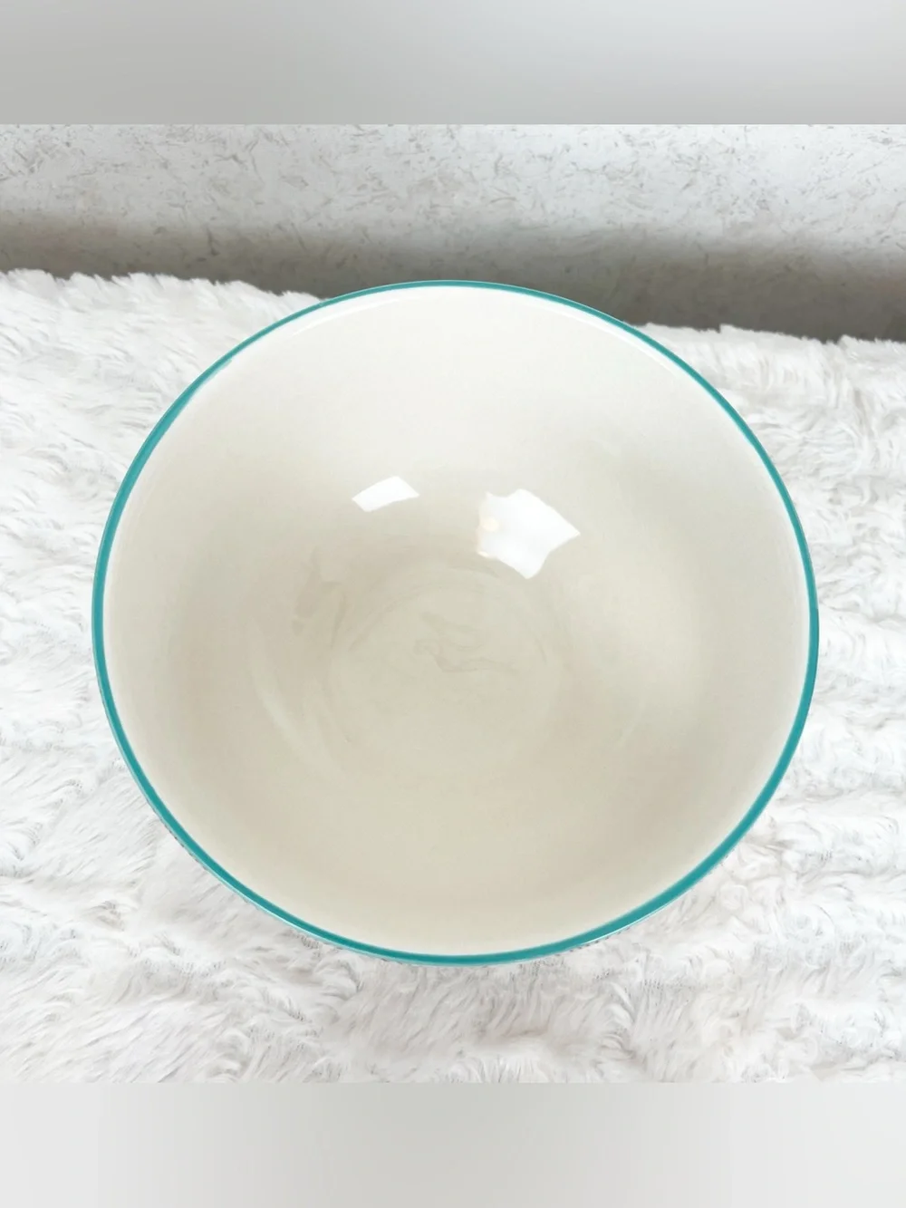 Pioneer Woman Happiness Footed Bowl Red Starburst Aqua Trim Whimsy Farmhouse